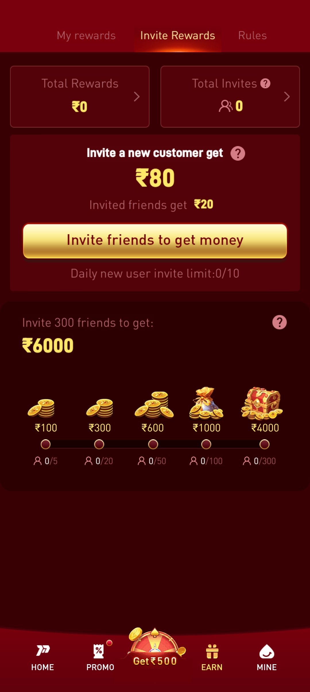 P77 India invite and earn rewards